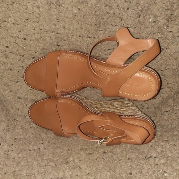 COACH-HIGH ESPADRILLE WEDGE SANDAL-STYLE# FG2110-Brown Leather-Sz 10B-NWOB - Picture 6 of 11